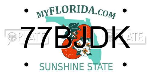 77BJDK Florida License Plate