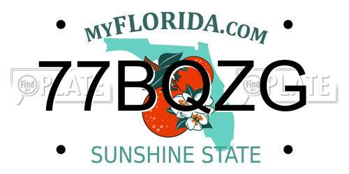 77BQZG Florida License Plate