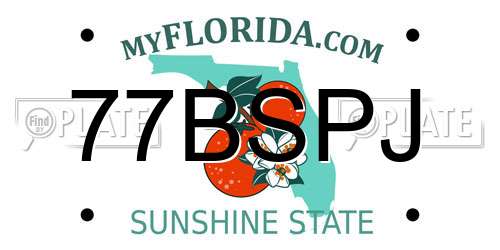 77BSPJ Florida License Plate
