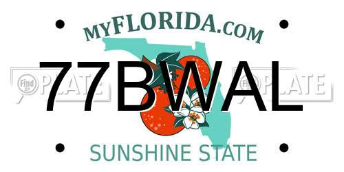 77BWAL Florida License Plate