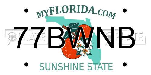 77BWNB Florida License Plate