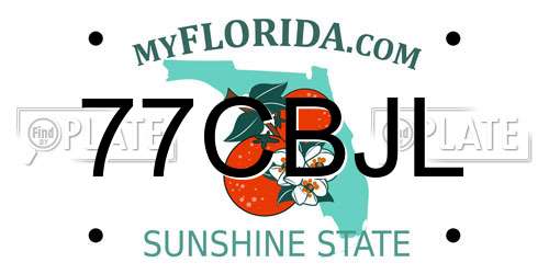 77CBJL Florida License Plate