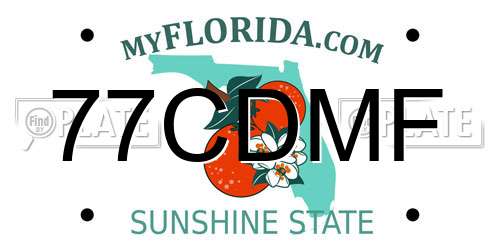 77CDMF Florida License Plate