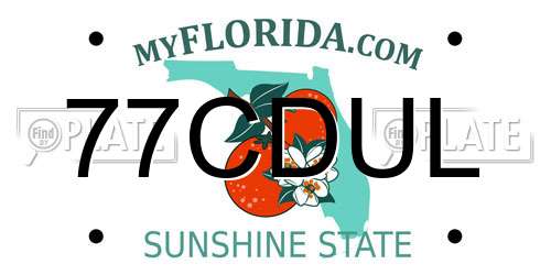 77CDUL Florida License Plate