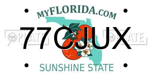 77CJUX Florida License Plate