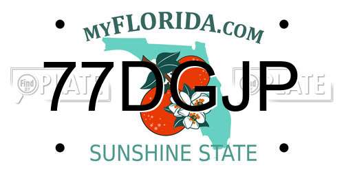 77DGJP Florida License Plate