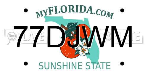 77DJWM Florida License Plate
