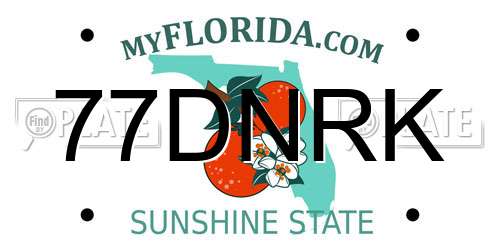 77DNRK Florida License Plate