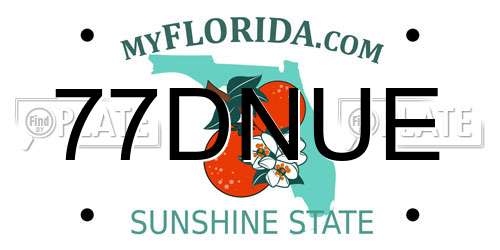 77DNUE Florida License Plate