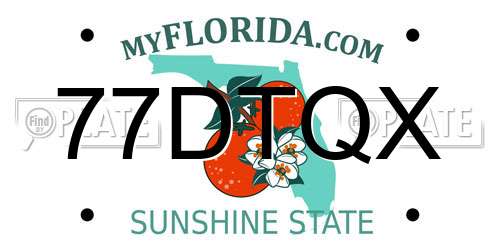 77DTQX Florida License Plate