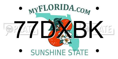 77DXBK Florida License Plate