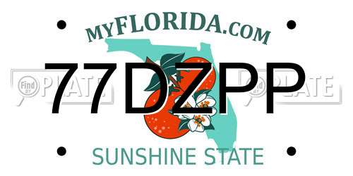77DZPP Florida License Plate