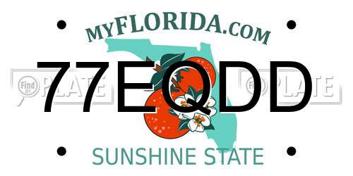77EQDD Florida License Plate