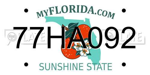 77HA092 Florida License Plate