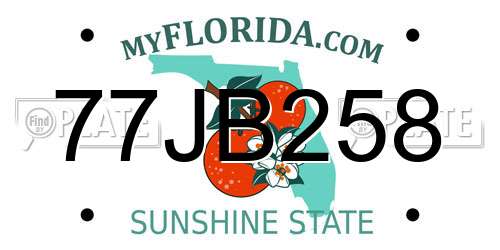 77JB258 Florida License Plate