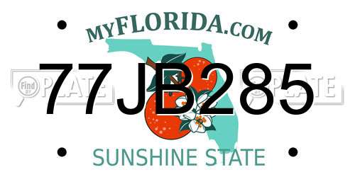 77JB285 Florida License Plate