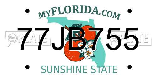 77JB755 Florida License Plate
