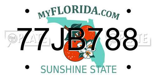 77JB788 Florida License Plate