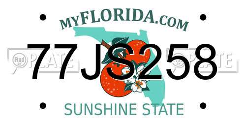 77JS258 Florida License Plate