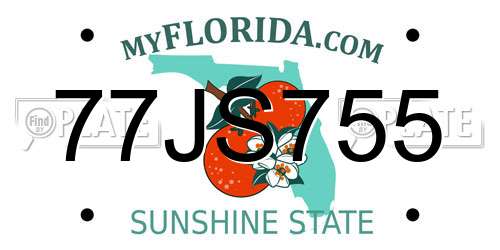 77JS755 Florida License Plate