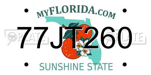 77JT260 Florida License Plate