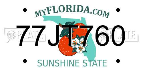 77JT760 Florida License Plate
