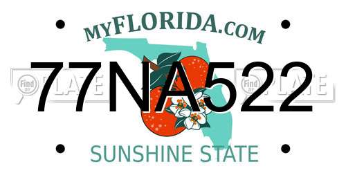 77NA522 Florida License Plate