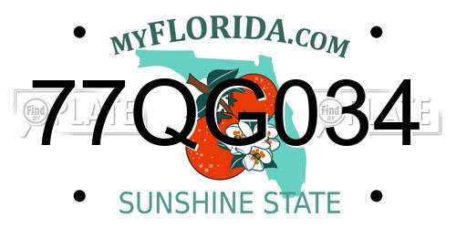 77QG034 Florida License Plate