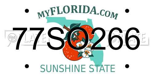 77SO266 Florida License Plate
