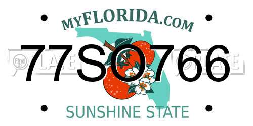 77SO766 Florida License Plate