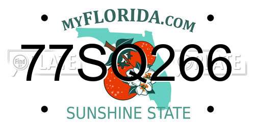 77SQ266 Florida License Plate