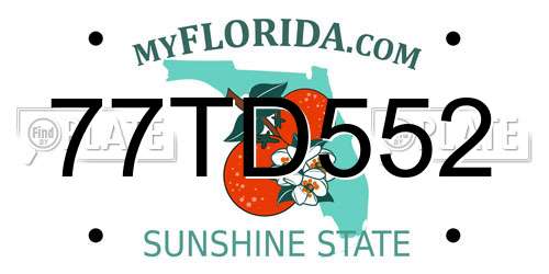 77TD552 Florida License Plate
