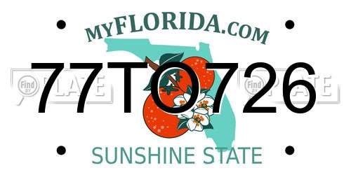 77TO726 Florida License Plate