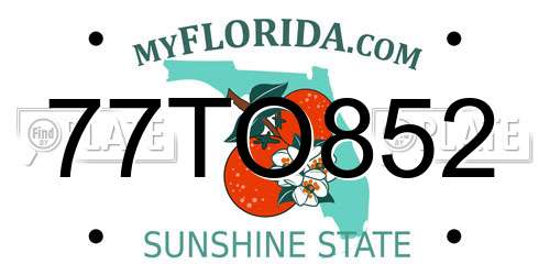 77TO852 Florida License Plate