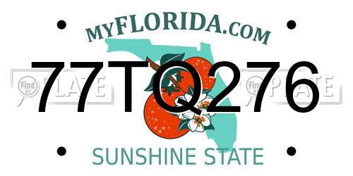 77TQ276 Florida License Plate