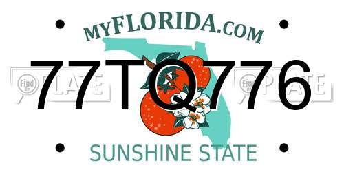77TQ776 Florida License Plate