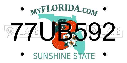 77UB592 Florida License Plate