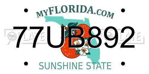 77UB892 Florida License Plate