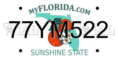 77YM522 Florida License Plate