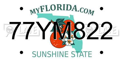 77YM822 Florida License Plate