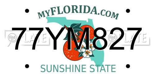 77YM827 Florida License Plate