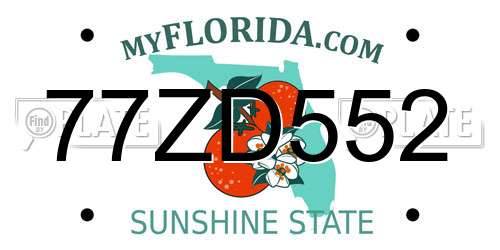 77ZD552 Florida License Plate