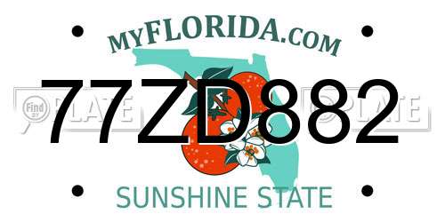 77ZD882 Florida License Plate