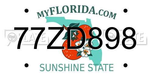 77ZD898 Florida License Plate