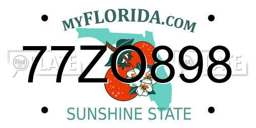 77ZO898 Florida License Plate