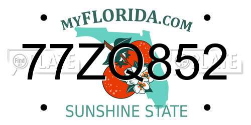 77ZQ852 Florida License Plate