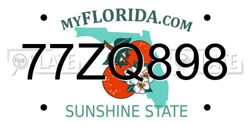 77ZQ898 Florida License Plate