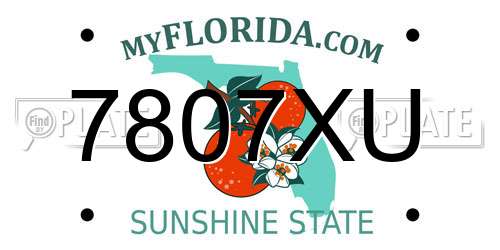 7807XU Florida License Plate