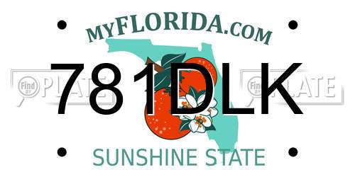 781DLK Florida License Plate