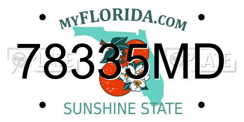78335MD Florida License Plate